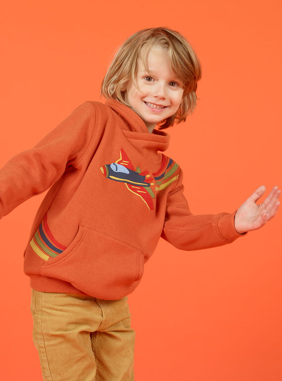 Oranges Sweatshirt für Jungen mit Flugzeugmotiv MOCOSWE / 21W902L1SWE408