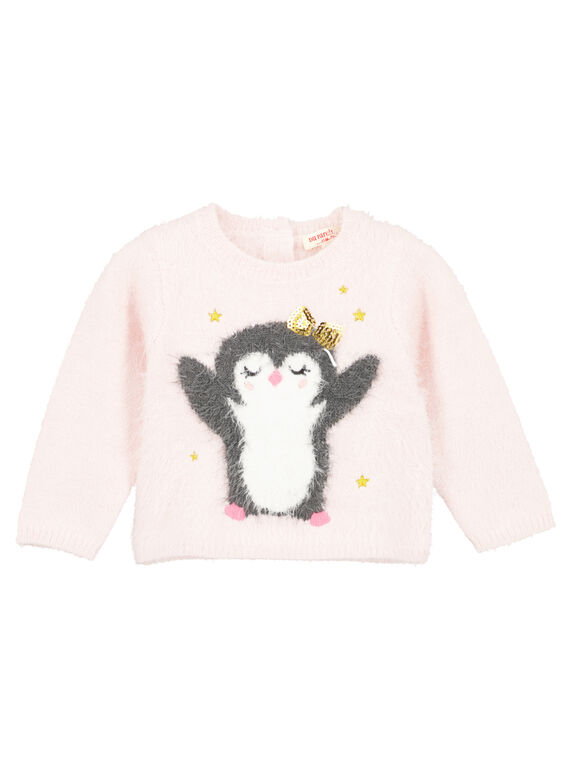 Zartrosa Pullover mit Lurex Baby Mädchen GIBLAPULL / 19WG09S1PULD310
