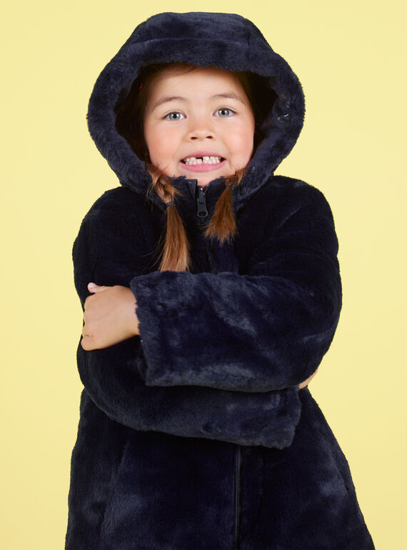 Reversible marineblau Parka in Kunstpelz für Baby Mädchen MANUIPARKA / 21W90154PAR070