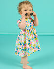 Baby Mädchen Weißes Kleid mit Blumendruck NIPLAROB4 / 22SG09K3ROB000