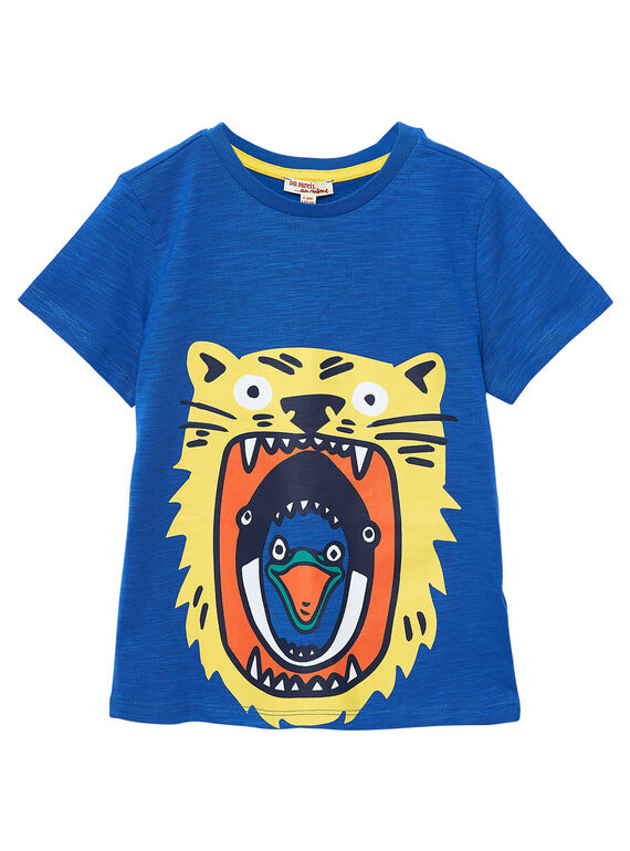 Kobaltblaues kurzärmeliges T-Shirt für Jungen, mit Tieren JOJOTI2 / 20S90246D31703
