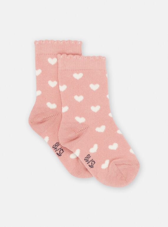 Rosa Socken mit Herzaufdruck für Baby-Mädchen SYIJOSOQ3 / 23WI09M3SOQD329