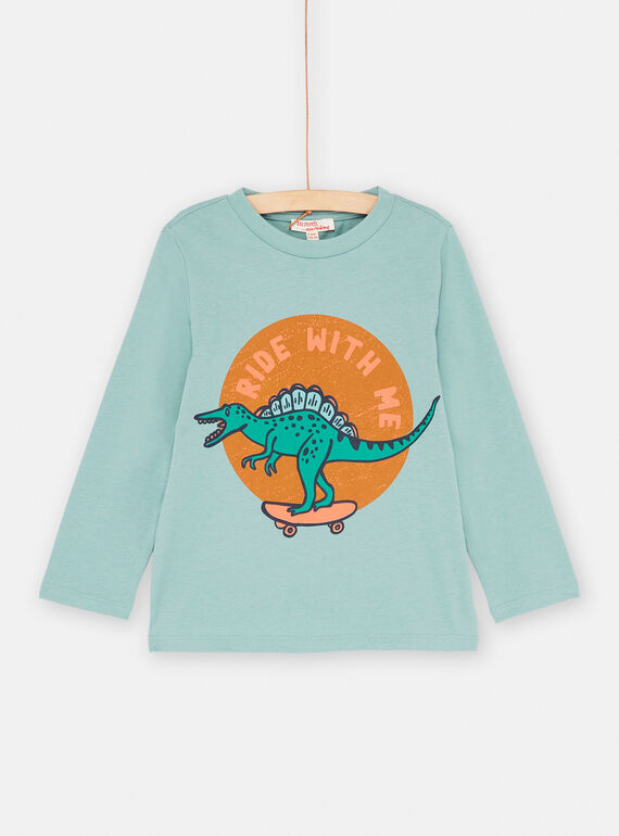 Seladonblaues T-Shirt mit Dinosaurier-Animation SOJOTEE3 / 23W902F4TML204