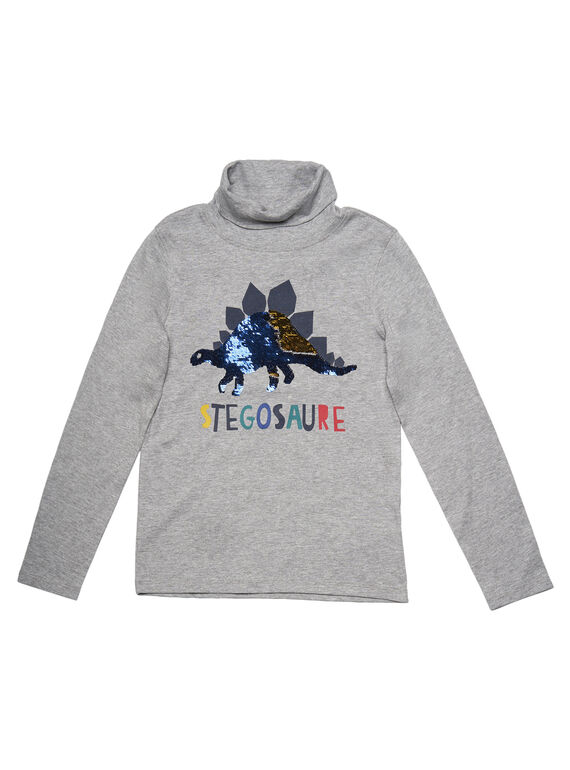 Gerippter grauer Unterziehpullover mit Wendepailletten GOJAUSOUP / 19W902H1SPL943
