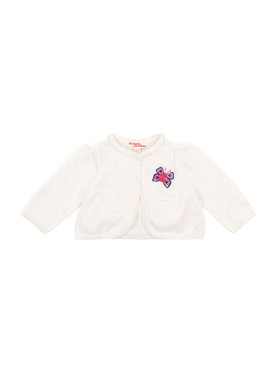 Weiße Baby-Strickweste für Mädchen FITOCAR / 19SG09L1CAR000
