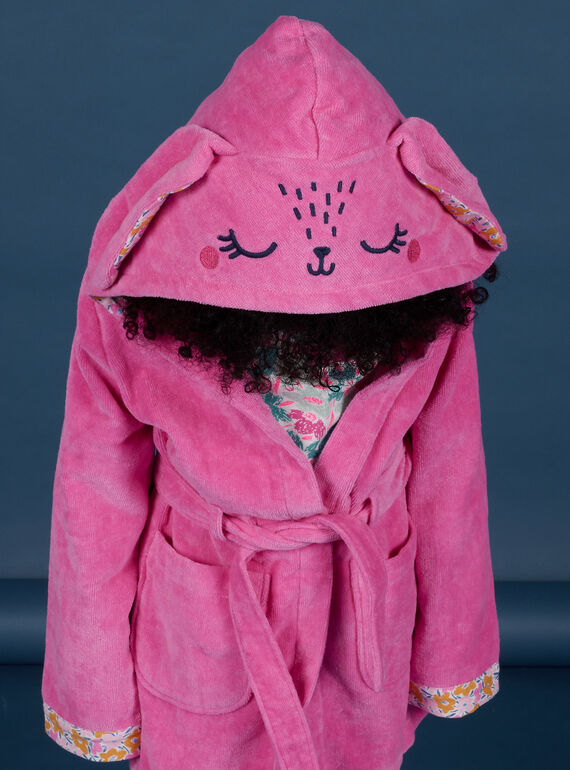 Kind Mädchen rosa Kapuzenbademantel mit Kaninchen-Animation NEFAROBRAB / 22SH11G1RDCD330