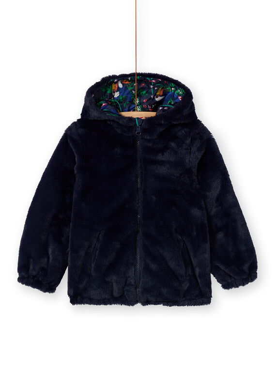 Wendbare blaue Kapuzenjacke mit ausgefallenem Druck LAFOUDOUNE / 21S901R1D3E070
