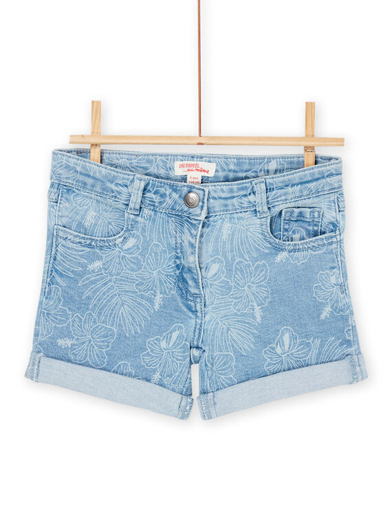 Hellblaue Shorts mit Hawaii-Blumenmuster RAJOSHORT4 / 23S90191SHOP272