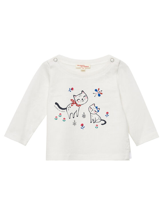 Naturweißes langärmeliges Baby-T-Shirt für Mädchen JIGRATEE1 / 20SG09E1TML001