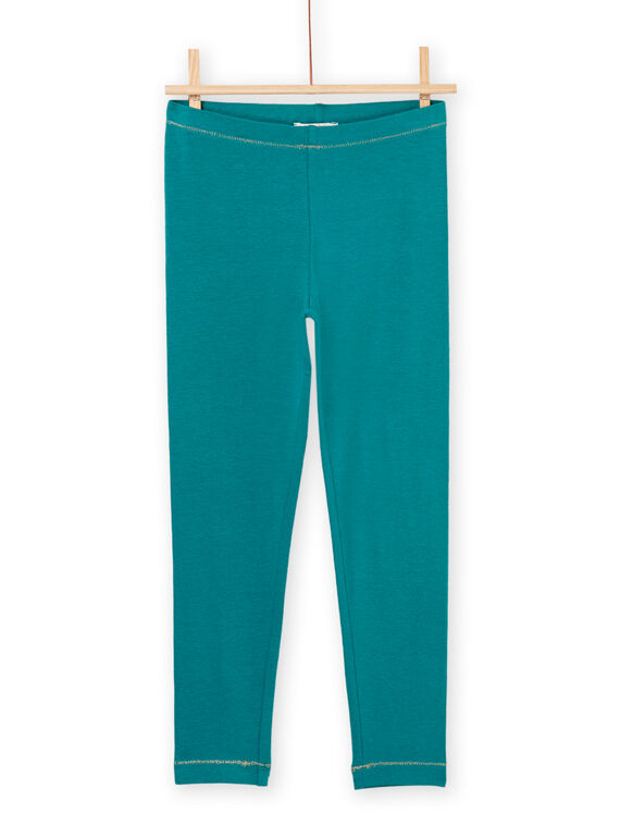 Einfarbige Leggings in dunklem Türkis 22WI01D4CALC217