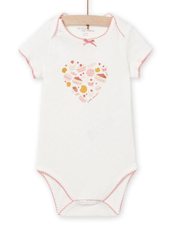 Baby Mädchen ecrufarbener Tortenbodysuit mit Tupfen NEFIBODBON / 22SH13I5BDL001