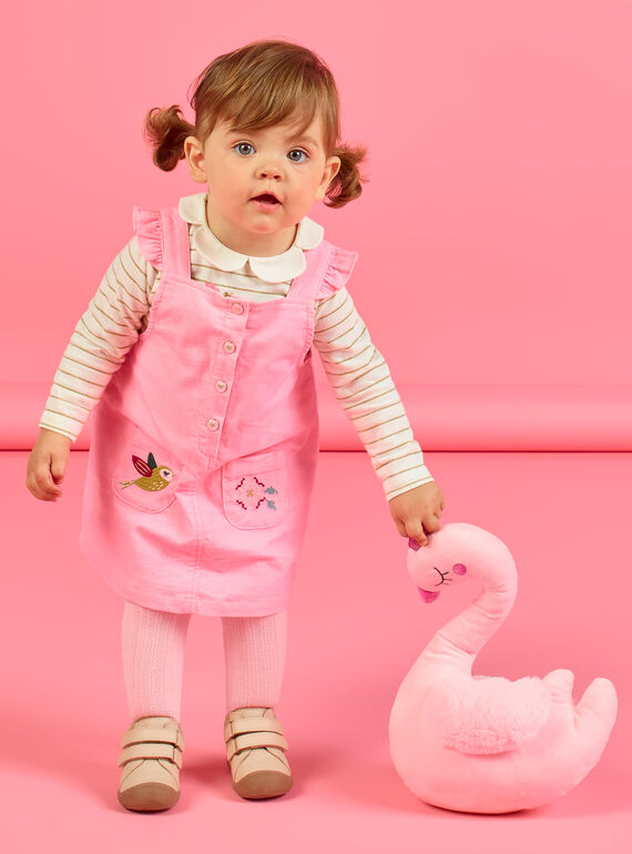 Baby Mädchen rosa Cord-Pullover Kleid MIKAROB2 / 21WG09I2ROBD316
