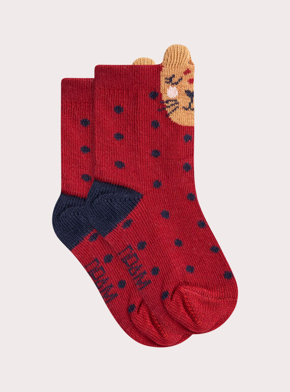 Rote Socken mit Motiv Kleinkind Mädchen  VYIKOSOCK / 24WI09G3SOQ511