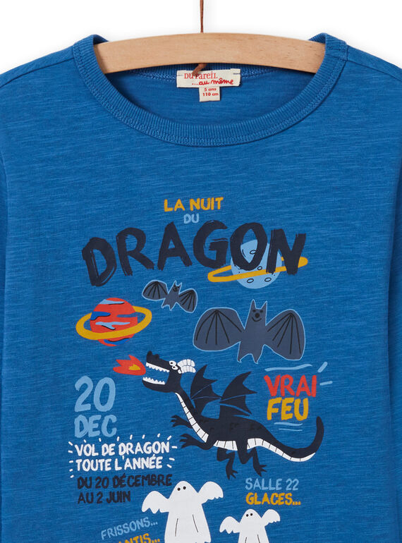 Blaues Drachen-T-Shirt für Jungen MOPLATEE2 / 21W902O1TML221