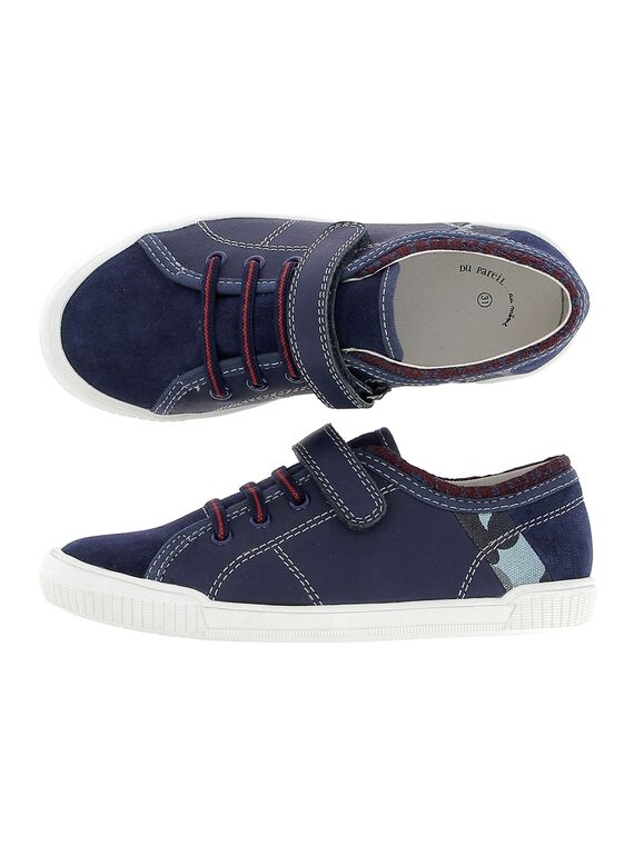 Boys' leather city trainers CGTENBLUE / 18SK36W5D3G070