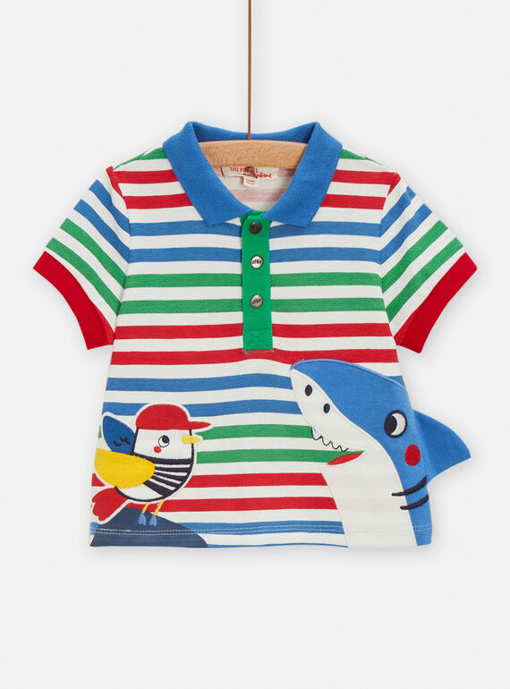 Mehrfarbiges Poloshirt mit Meeresanimation für Baby-Jungen TUCLUPOL / 24SG10O1POL001