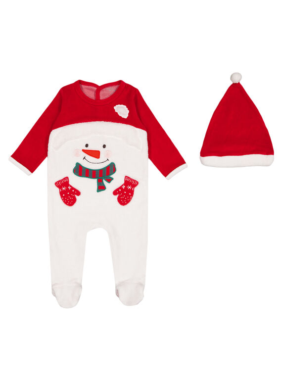 Weihnachtsstrampler mit Mütze aus Samt Baby Junge GEGAGRENO / 19WH14T2GRE000