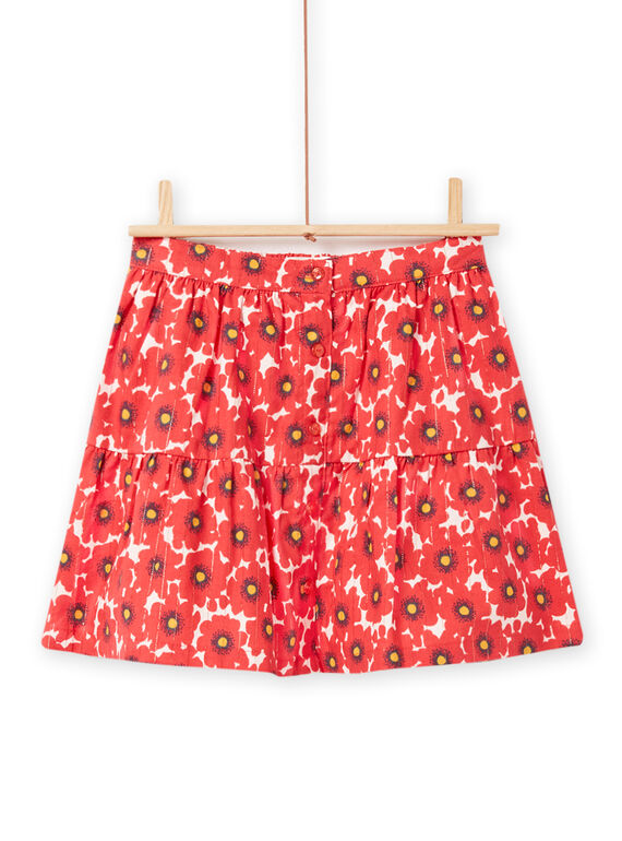 Kind Mädchen Twill-Rock mit Blumendruck NAVIJUP / 22S901M1JUPD319