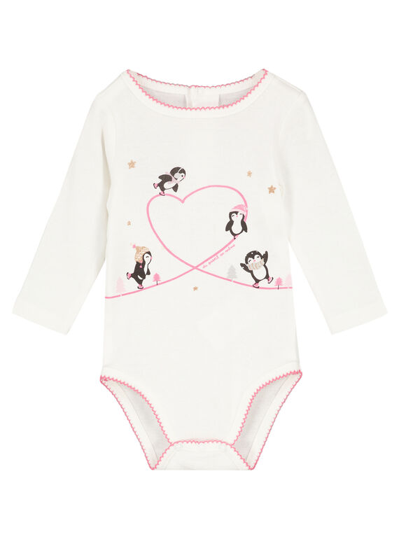 Naturweißer gerippter Body für Babys Mädchen GEFIBODY / 19WH13N6BDL001