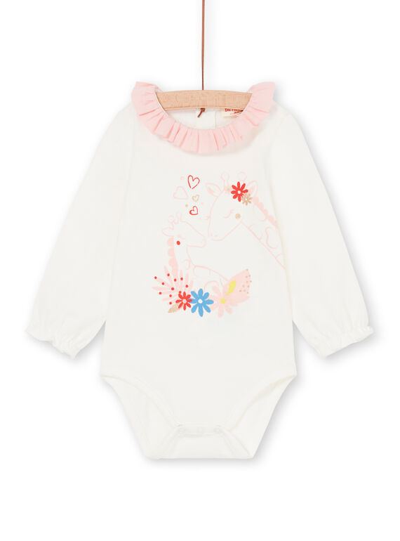 Aus weiß und rosa Baby-Mädchen-Bodysuit LICANBOD / 21SG09M1BOD001