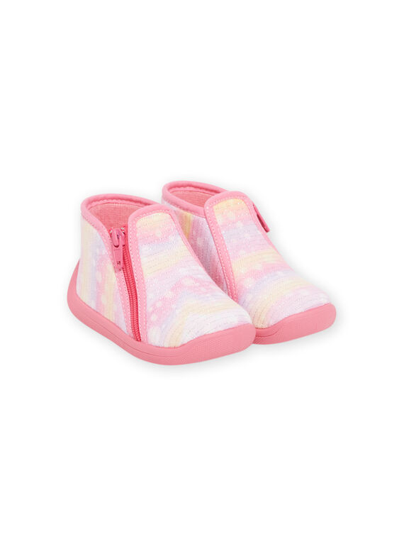 Baby Mädchen rosa Hausschuhe mit Fantasiemuster NIPANTROSE / 22KK3711D0A030