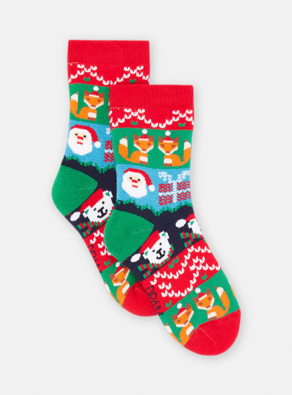 Rote Socken mit Weihnachtsaufdruck für Jungen SYOWAYCHO / 23WI02S2SOQF518