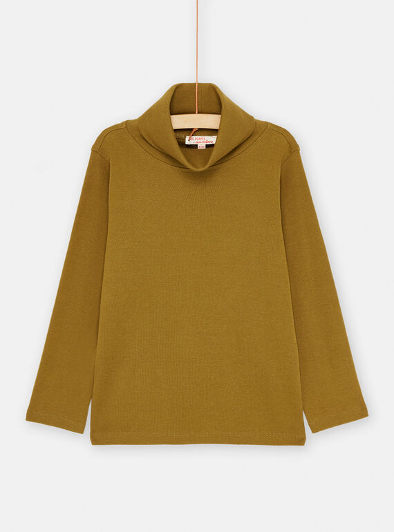 Unifarbener militärgrüner Unterziehpullover für Jungen SOJOSOUP2 / 23W902N4SPLG631