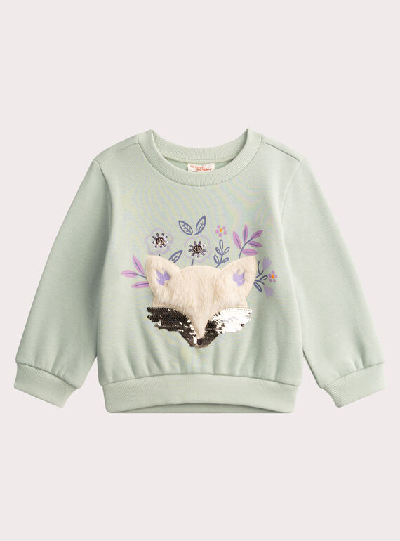 Sweatshirt mit Fuchsmotiv mit magischen Pailletten für Mädchen VAPERSWEA / 24W901R1SWEG622
