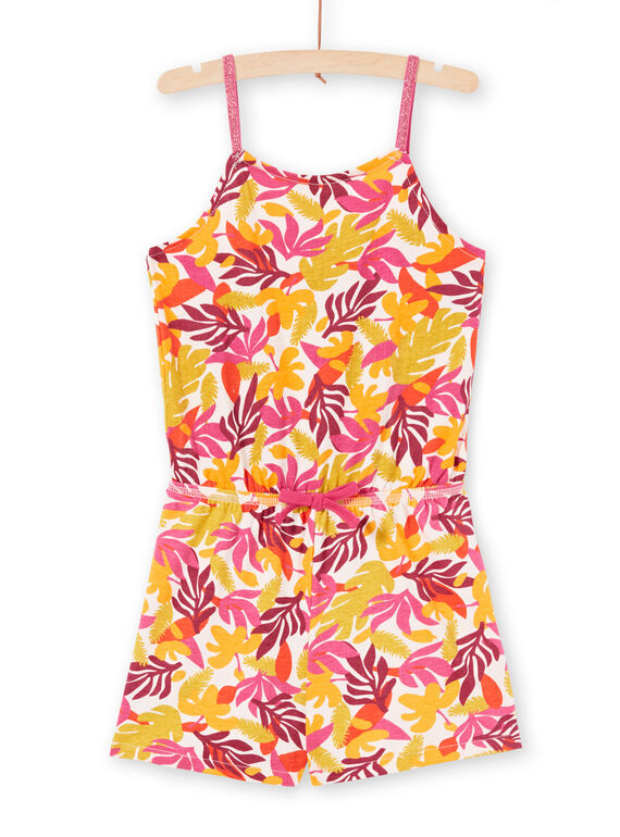 Jumpsuit für Mädchen mit dünnen Trägern und Laubdruck LAPLACOMB3 / 21S901T2CBLD322