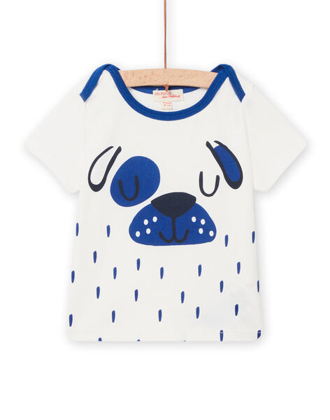 Baby Junge ecrufarbenes Hundeanimations-T-Shirt NUJOTI3 / 22SG10C3TMC001