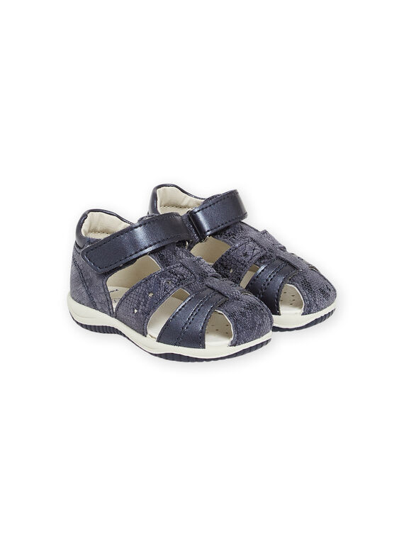 Baby Mädchen marineblaue Ledersandalen NISANDMELANIE / 22KK3742D0E070