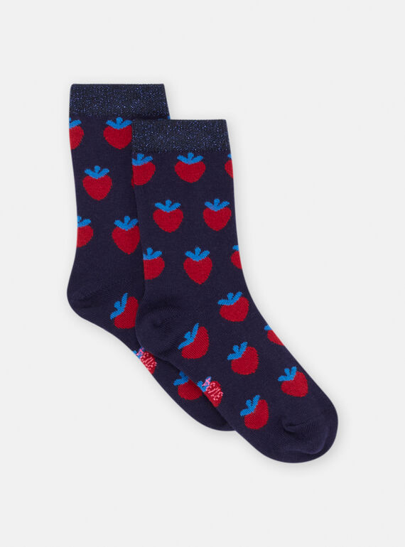Marineblaue Socken mit Erdbeerprint SYAFORCHO / 23WI01B5SOQ070