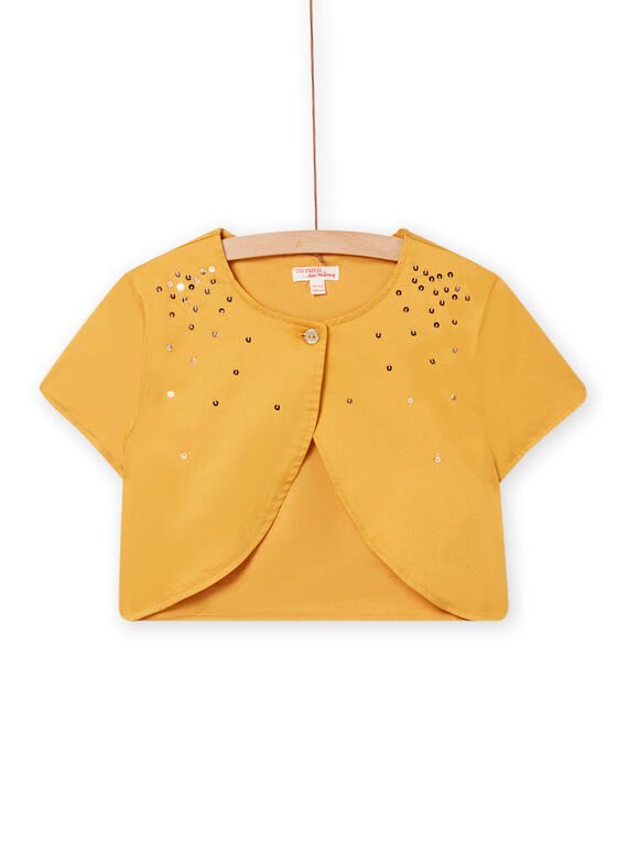 Gelbe Strickjacke aus Satin mit Pailletten, Kind, Mädchen NABACAR / 22S90111CARB107
