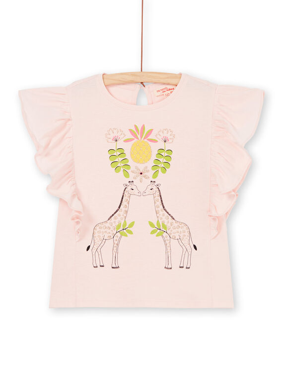 Rosa T-Shirt mit kurzen Rüschenärmeln LAJAUTI1 / 21S901O1TMC307