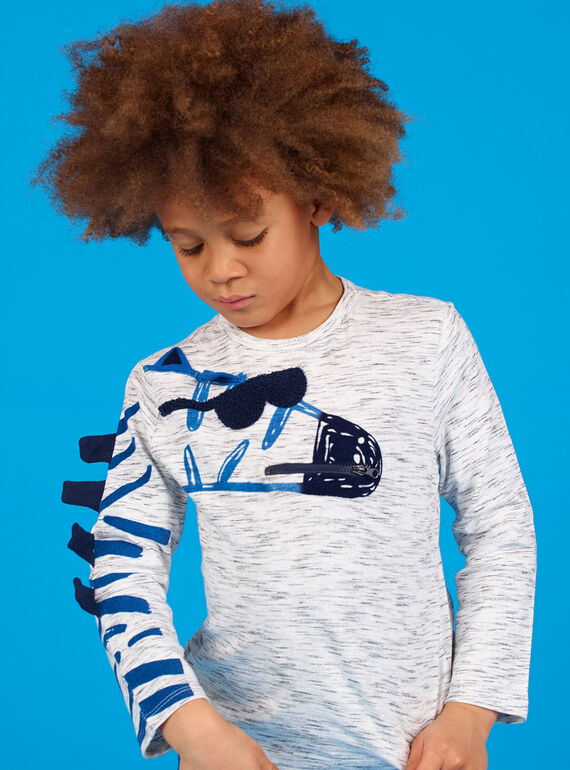 Graues Heidekraut-T-Shirt mit Zebra-Motiv für Jungen LOBLETEE3 / 21S902J2TMLJ920