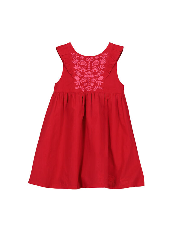 Rotes Baumwollkleid für Mädchen FACAROB3 / 19S901D3ROB050