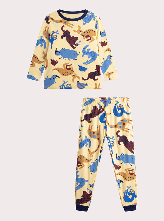 Bedruckter Kinder-Pyjama in Naturweiß für Jungen WEGOPYJANI / 25SH1296PYJ114
