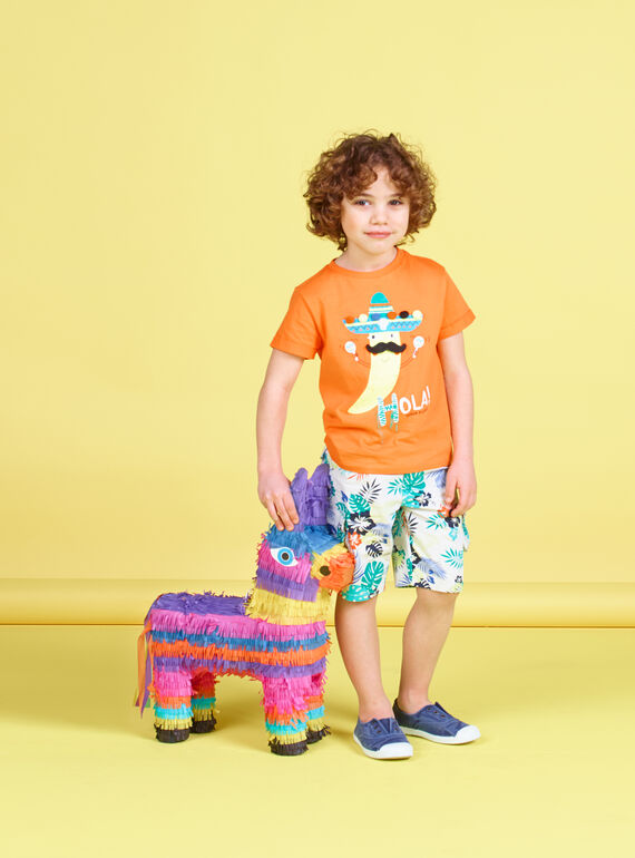 Oranges kurzärmeliges T-Shirt für Jungen, mit Chilis JOMARTI2 / 20S902P2TMCE405