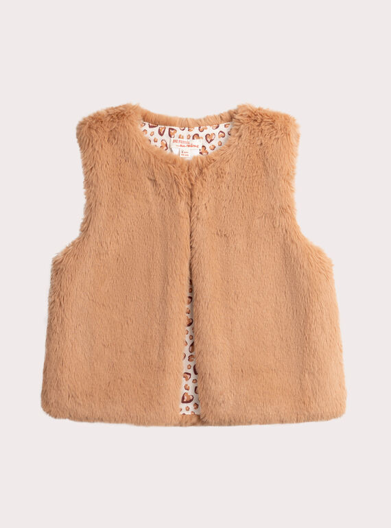 Umkehrbare Strickjacke aus braunem Pelz für Mädchen  VABACAR / 24W901Q1CARI820