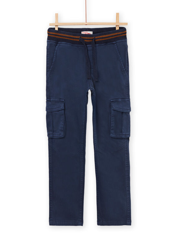 Einfarbige blaue Leinenhose POJOPAMAT3 / 22W902B3PANC202