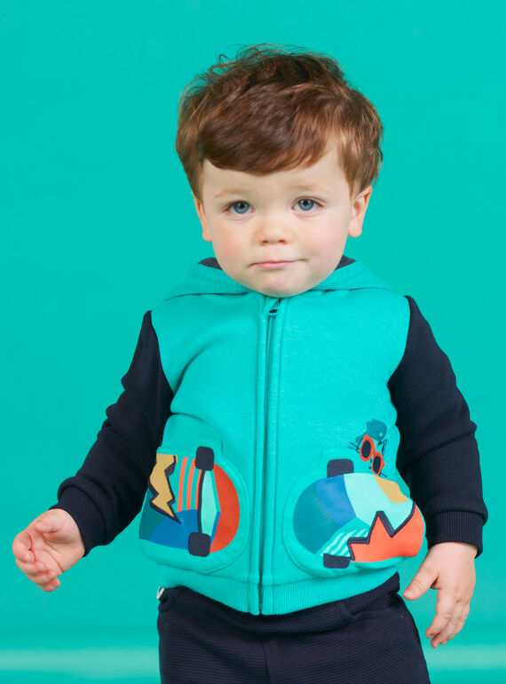 Baby Junge türkis Kapuzenpullover mit Skateboard-Motiv MUTUGIL / 21WG10K1GILC217