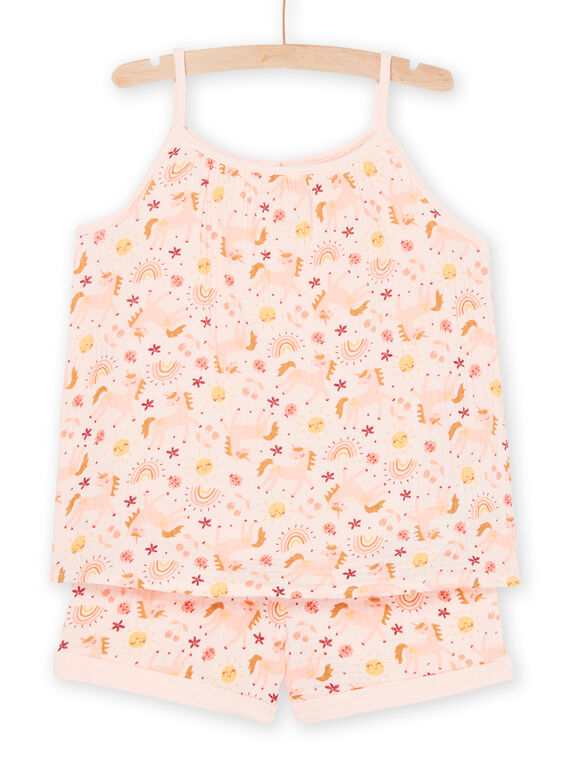 Puderrosa Pyjama mit Einhörnern und Fantasiemuster REFAPYJGAZ / 23SH11H7PYJD327