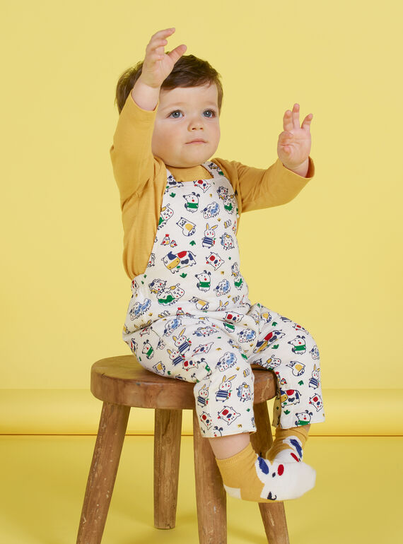 Gelber Wendeoverall für Baby-Jungen mit Tierprint MUMIXSAL / 21WG10J1SAL001