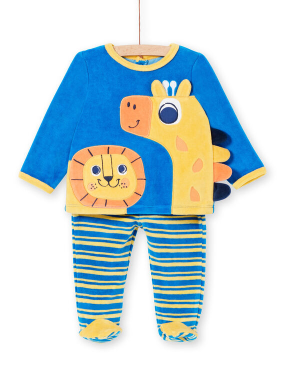 Samt Baby Junge Pyjamas mit Löwe und Giraffe Animation LEFUPYJAMI / 21SH1411PYJC209
