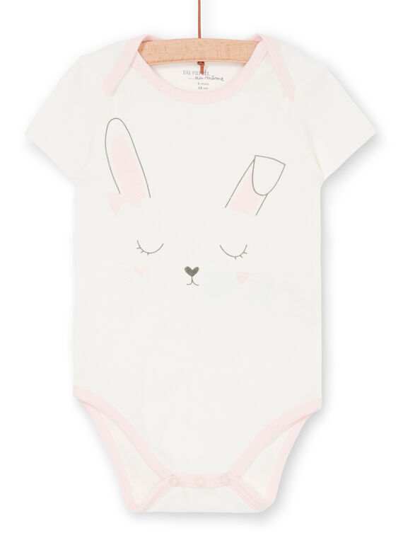 Aus weiß und rosa Baby-Mädchen-Bodysuit LEFIBODLAP / 21SH13G6BDL001