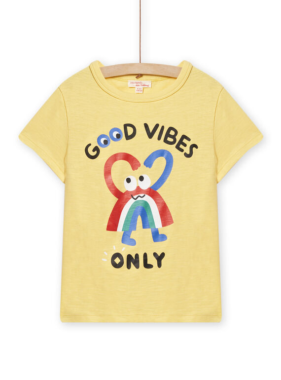 Vanille-T-Shirt mit Regenbogenmotiv Kind Junge NOLUTI3 / 22S902P4TMC114