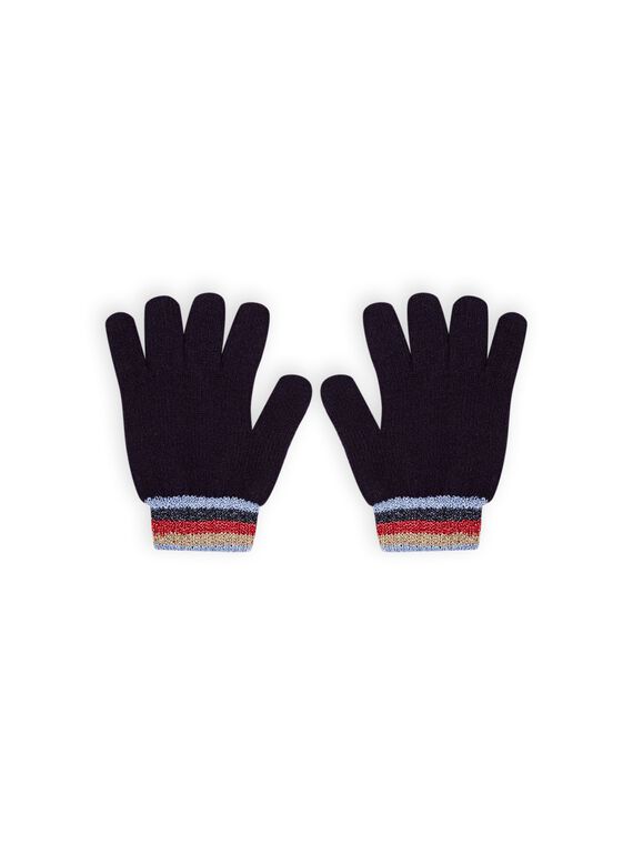 Mitternachtsblau gestreifte Handschuhe für Baby Mädchen MYAMIXGAN1 / 21WI0151GANC205