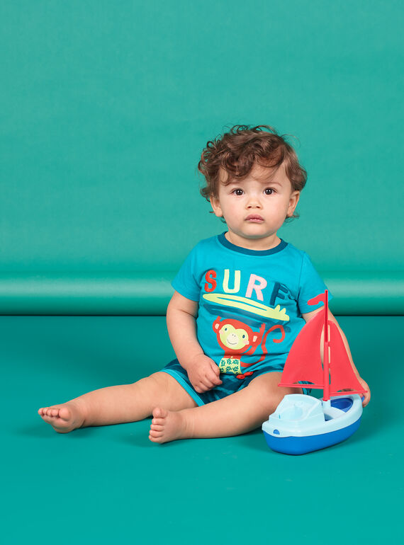 Baby Jungen blau und türkis Strand Outfit LUPLAENS2 / 21SG10T1ENS202