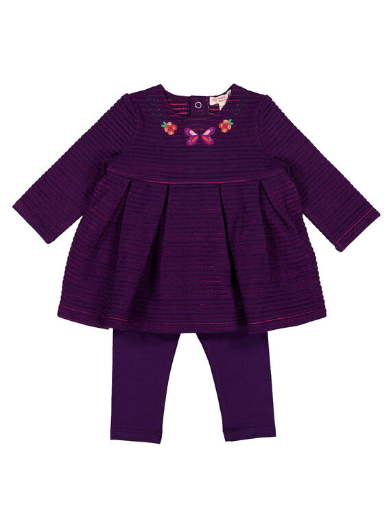 Kombination Kleid und Leggings lila Baby Mädchen GIVIOENS / 19WG09R1ENS708