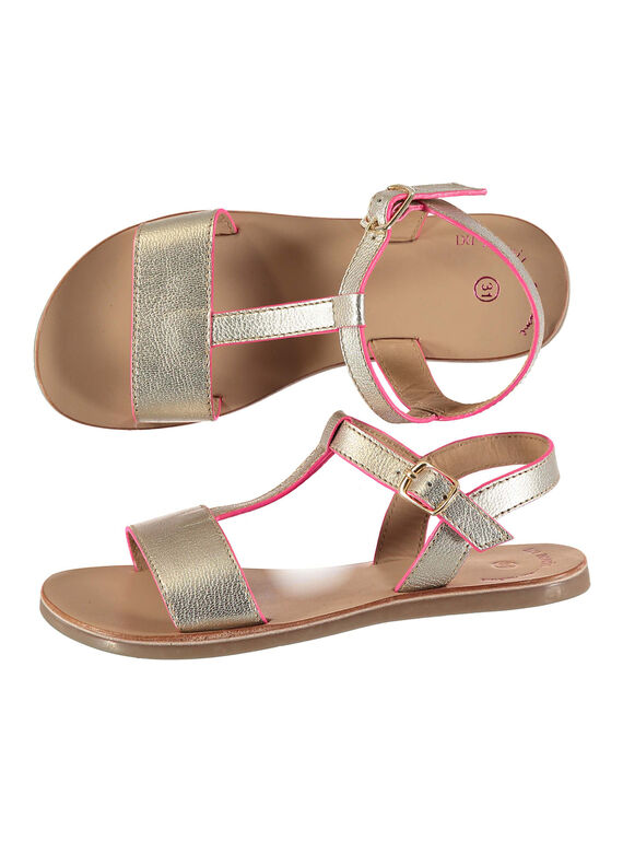 Sandalen aus Metallicleder für draußen Mädchen FFSANDISSA / 19SK35C6D0E954